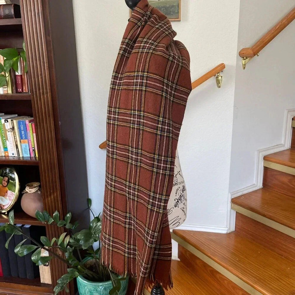 Uniqlo x Ines Dela Fressange Blanket Brown Plaid Woold Blend - Picture 2 of 14
